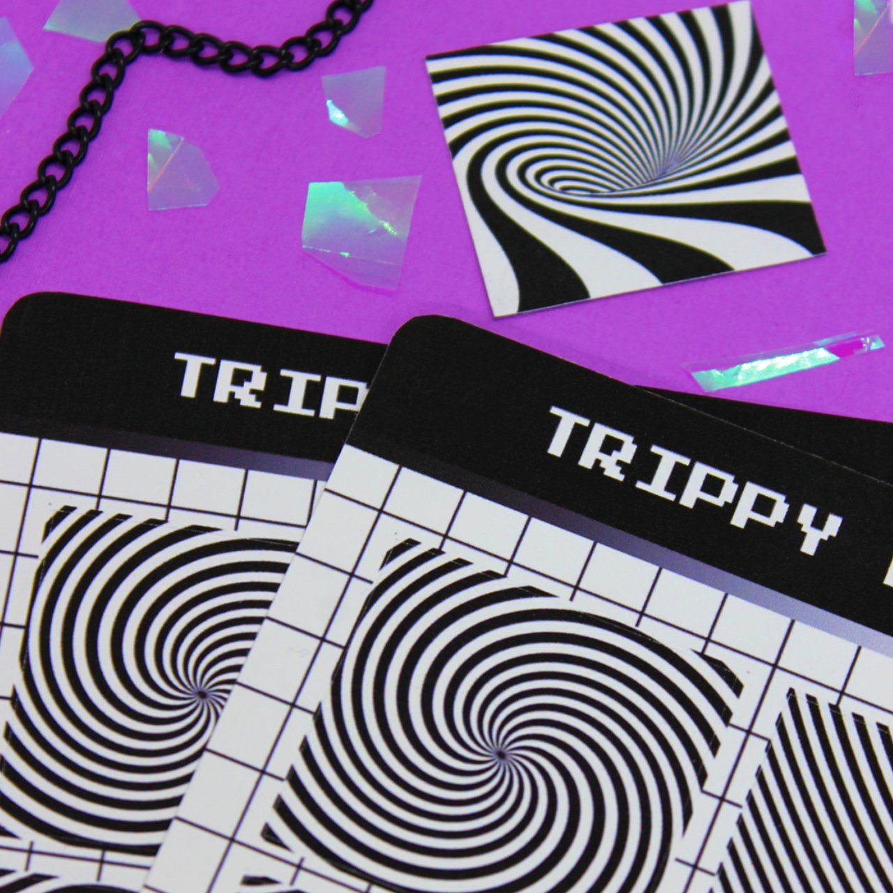 Black and white optical illusion line art sticker sheet