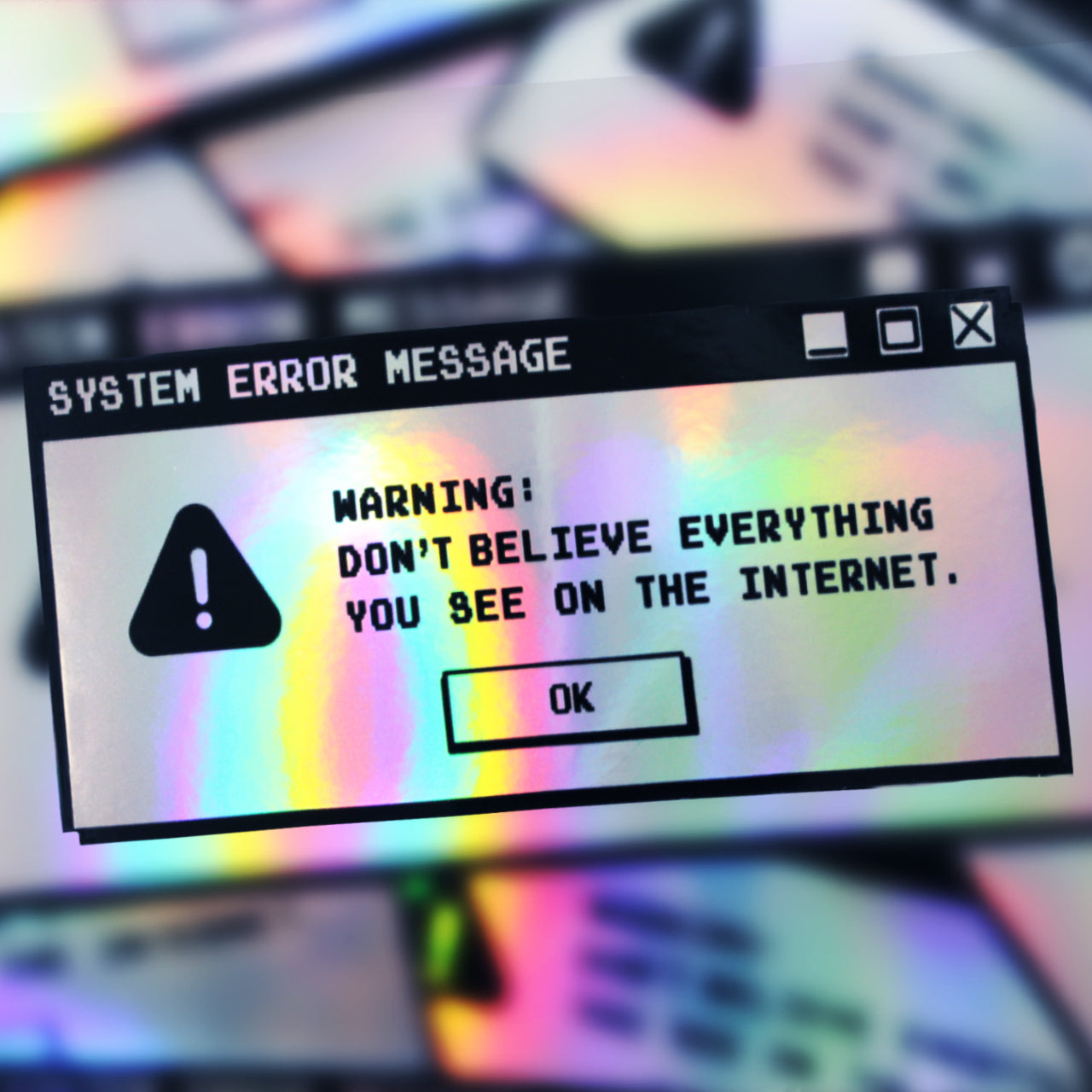 Computer Error Y2K Aesthetic Holographic Warning Sticker