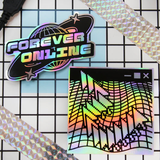 Computer Aesthetic holographic stickers with y2k vibes