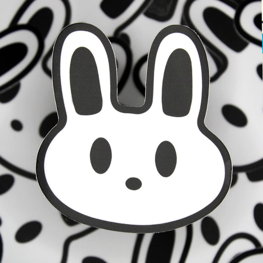 Black and white cute kawaii bunny sticker