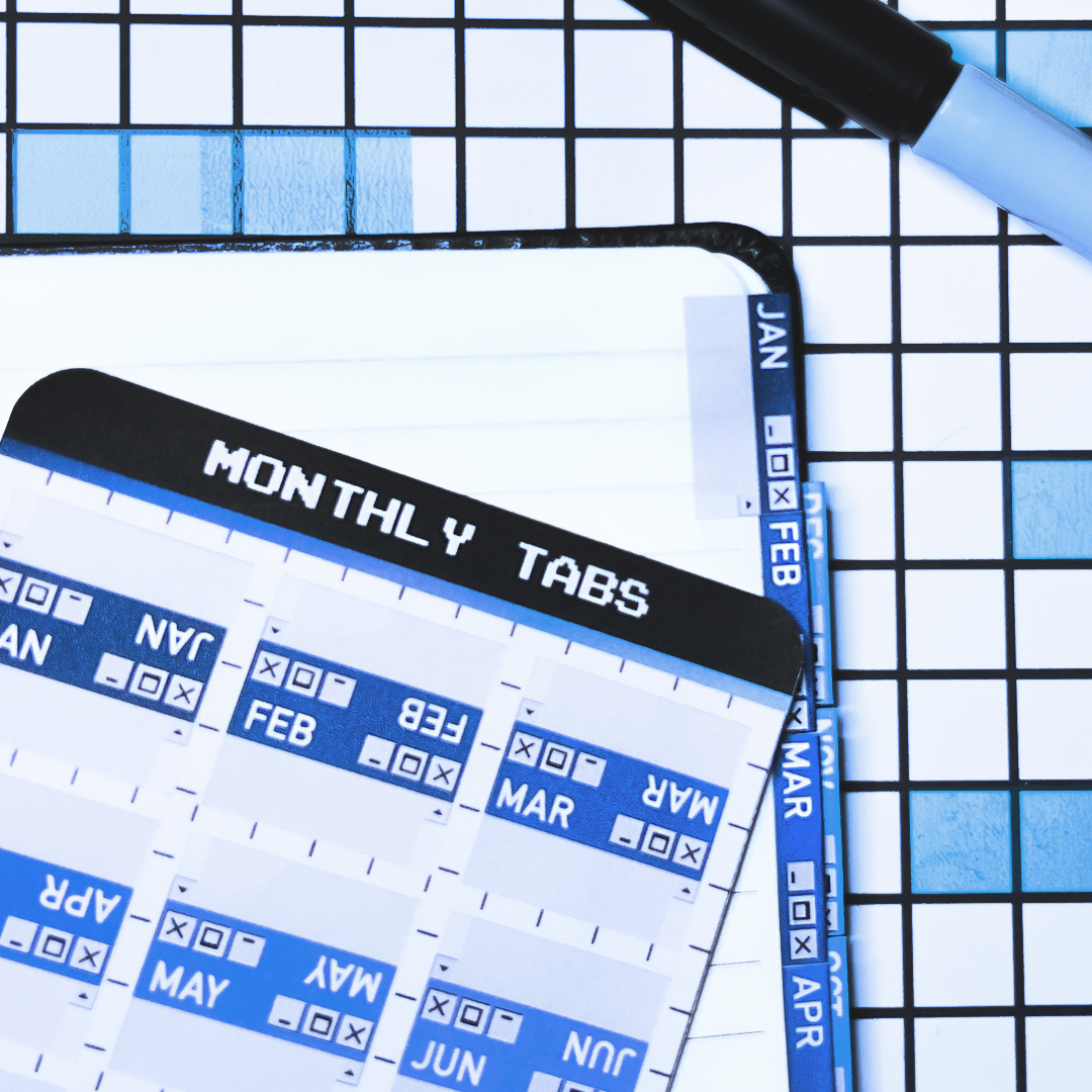 Computer month tabs for planners and journals | Old web | Y2K | Monthly Sticker Sheet