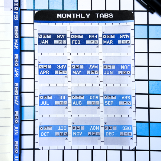Computer month tabs for planners and journals | Old web | Y2K | Monthly Sticker Sheet