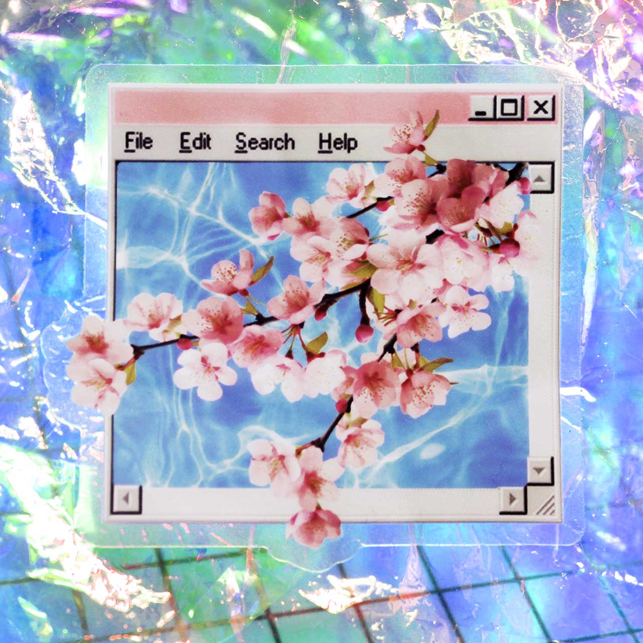 Vaporwave Cherry Blossom Web Window Sticker