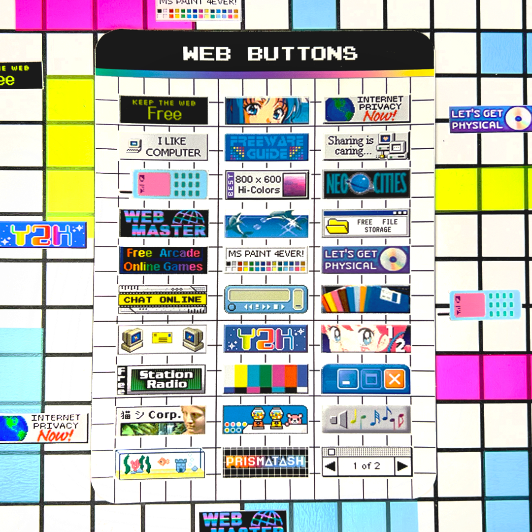 Old web button sticker sheet | 88 x 31 | Deco Stickers