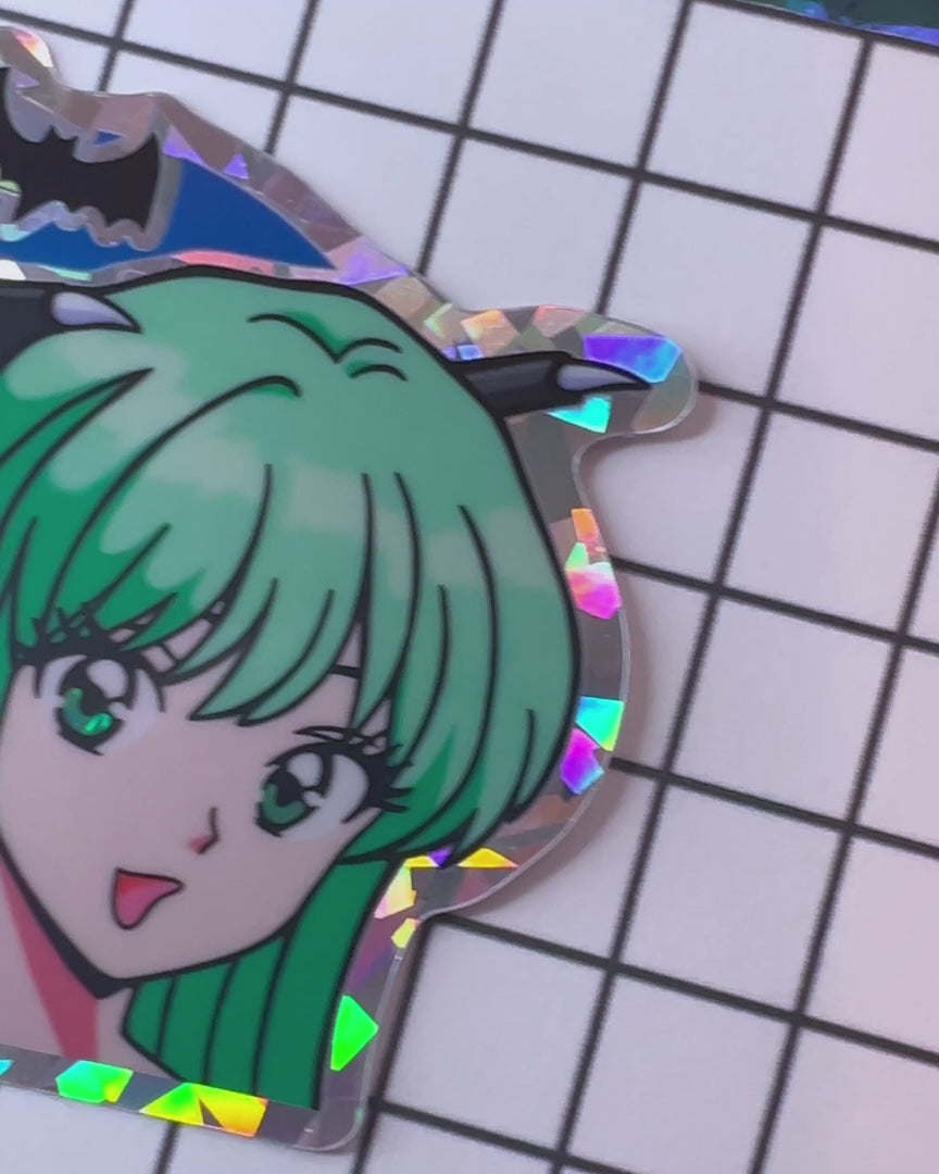 BAKA Retro Anime Girl Holographic Sticker Holographic Stickers 90s