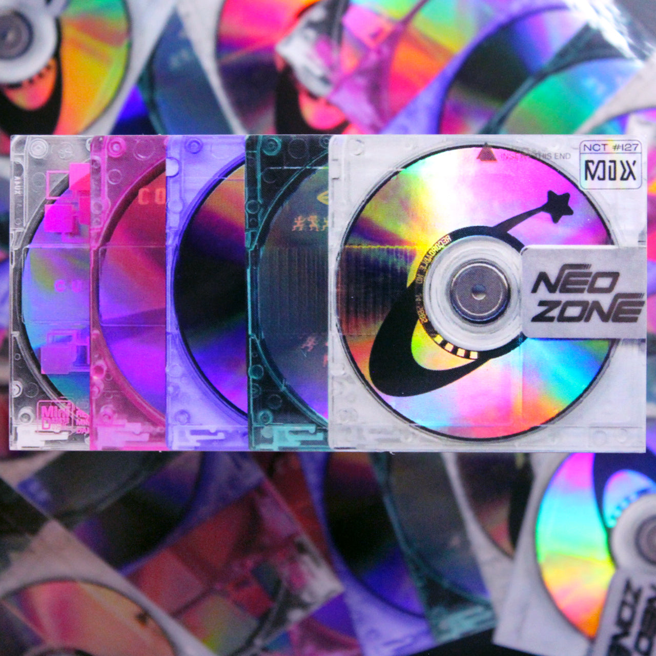 Holographic sticker of colorful translucent 2000's mini discs