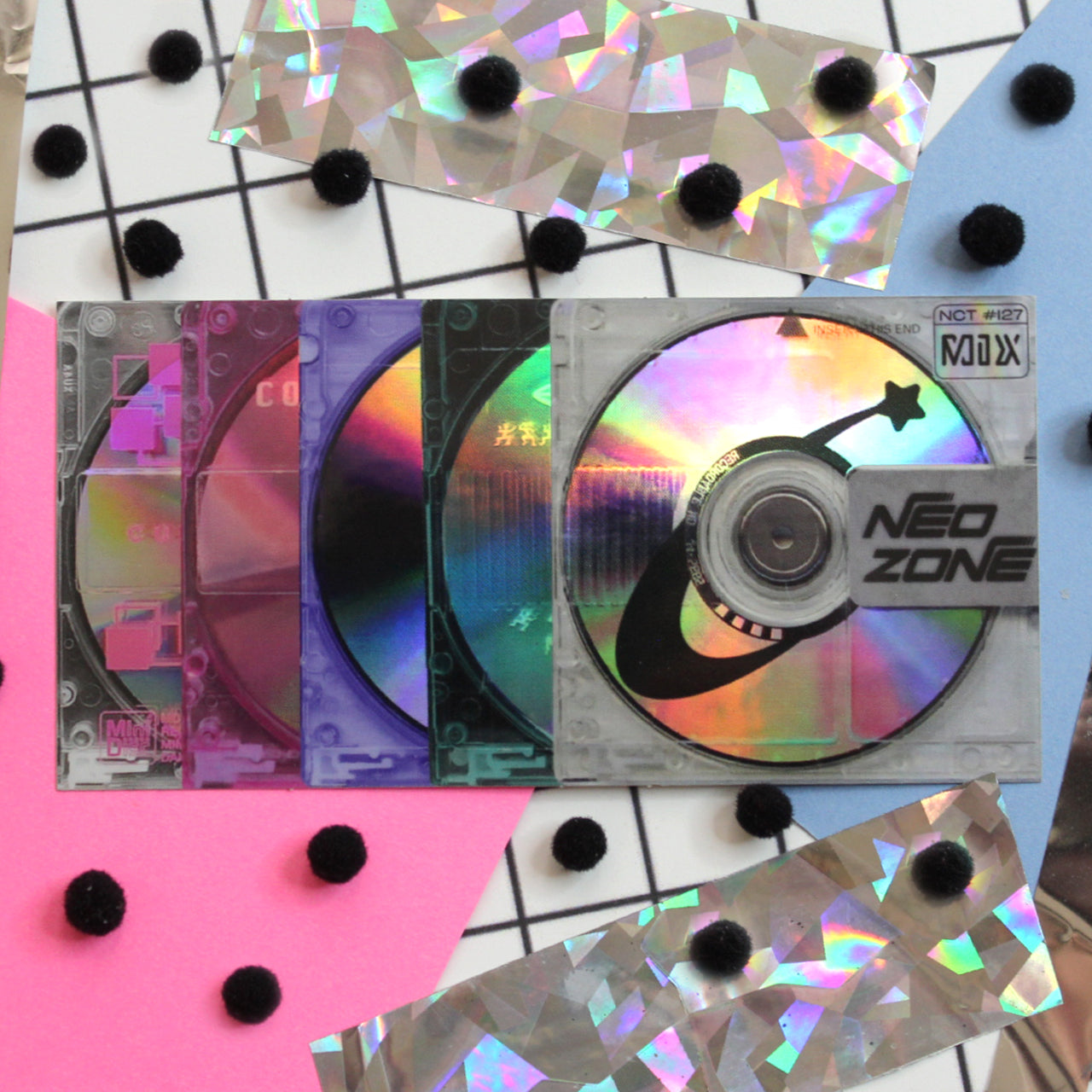 y2k aesthetic sticker of holographic 2000's mini disc