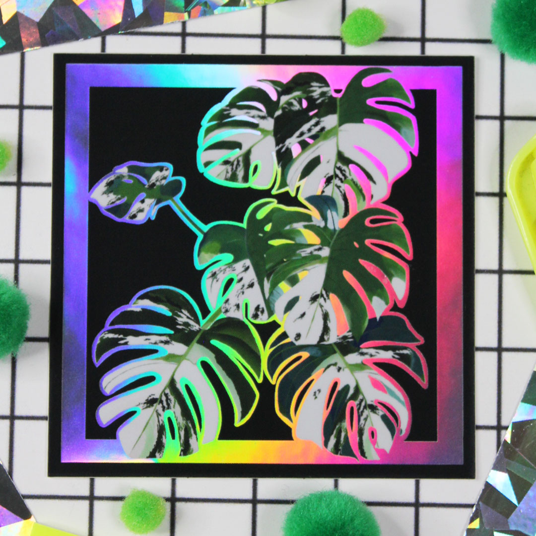 Holographic Aesthetic Monstera Sticker