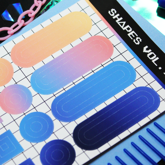Peach, Pink, Light Blue, Dark Blue gradient sticker sheet.